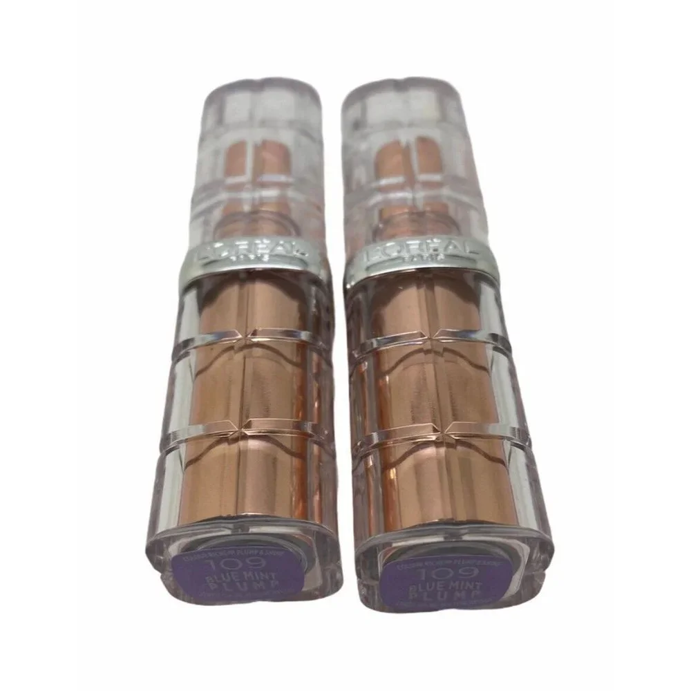 Lot of 2 - LOREAL COLOUR RICHE Plump & Shine Lipstick 109 Blue Mint Plump - Picture 2 of 6